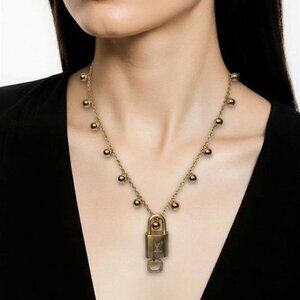 Gold-Plated Necklace with Authentic Louis Vuitton Padlock